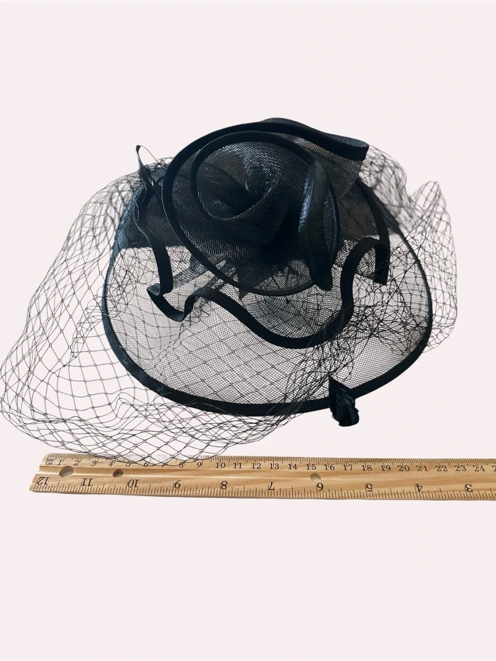 Bellissima Black Rosette Fascinator Headband with Birdcage Veil